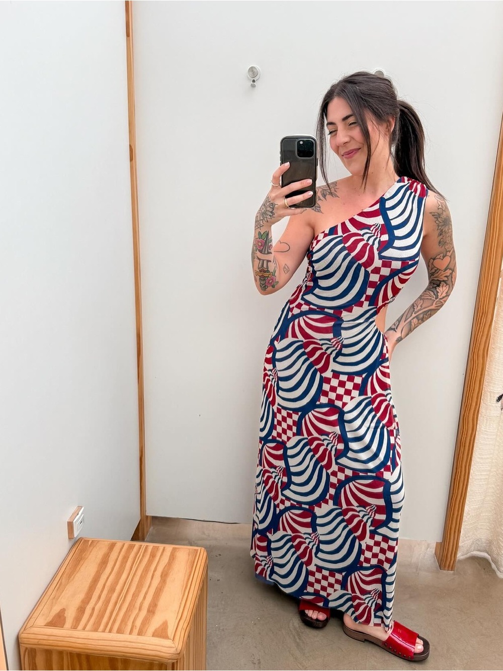 FARM Long Tulle Dress with Graphic Blue Shell Print - Picture 10 of 13